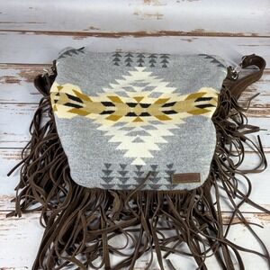Mercy Grey Design Co Pendleton Rancho Arroyo Wool Leather Crossbody Bag 13x13